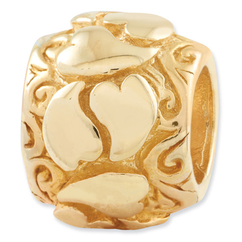 Sterling Silver Gold-plated Reflections Fancy Hearts Bead
