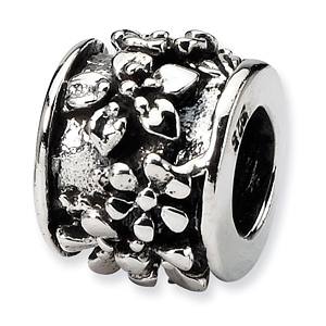 Sterling Silver Reflections Antiqued Floral Cluster Bead