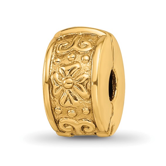 Sterling Silver Gold-plated Reflections Hinged Flower Clip Bead