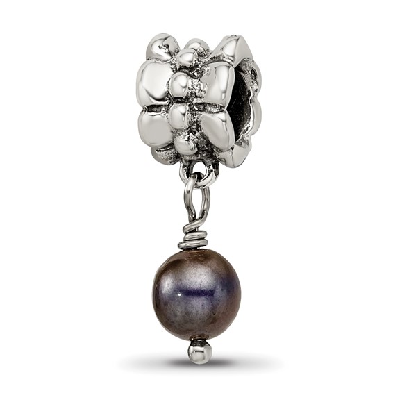 Sterling Silver Reflections Grey Cultured Pearl Dangle Bead