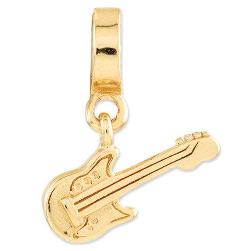 Sterling Silver Gold-plated Reflections Guitar Dangle Bead