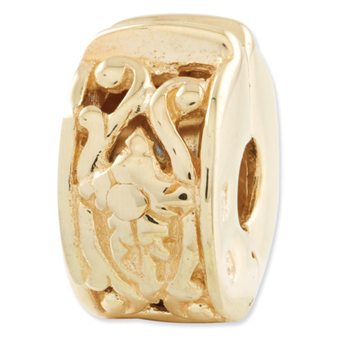 Sterling Silver Gold-plated Reflections Hinged Vines Clip Bead