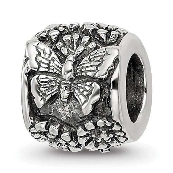 Sterling Silver Reflections Butterfly and Flowers Bali Bead