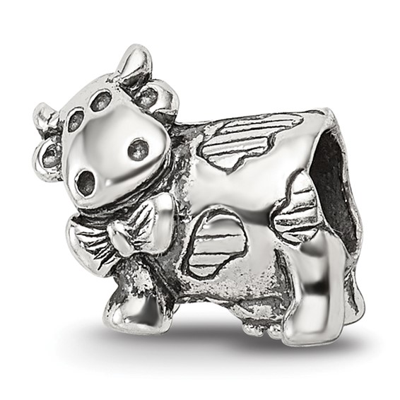 Sterling Silver Reflections Kids Cow with Bow Bead
