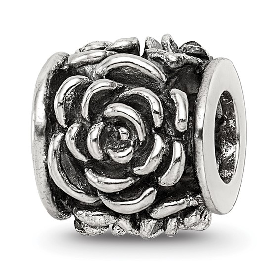 Sterling Silver Reflections Antiqued Rose Bali Bead