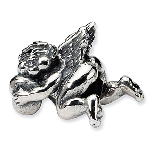 Sterling Silver Reflections Cupid and Heart Bead