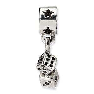 Sterling Silver Reflections Kids Dice Dangle Bead