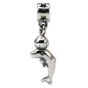 Sterling Silver Reflections Kids Dolphin Ball Dangle Bead