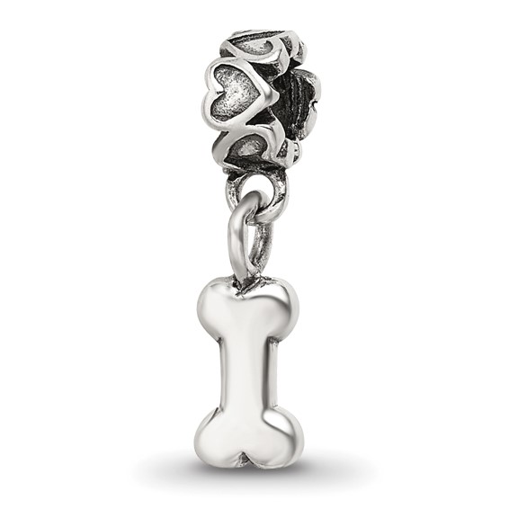Sterling Silver Reflections Kids Dog Bone Dangle Bead