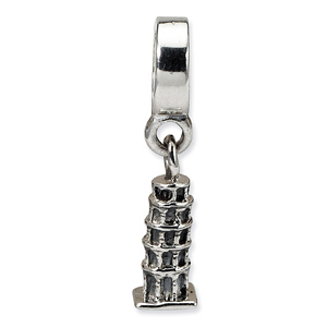 Sterling Silver Leaning Tower of Pisa Dangle Bead