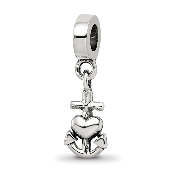 Sterling Silver Reflections Heart Cross Anchor Dangle Bead