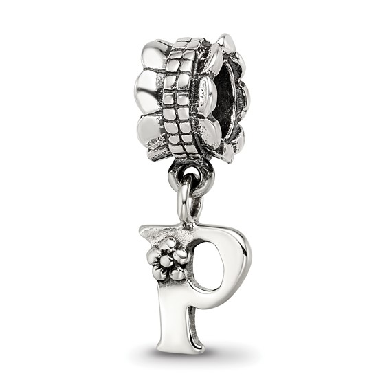 Sterling Silver Reflections Letter P Dangle Bead
