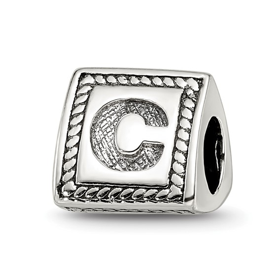 Sterling Silver Reflections Letter C Triangle Block Bead