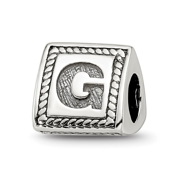 Sterling Silver Reflections Letter G Triangle Block Bead