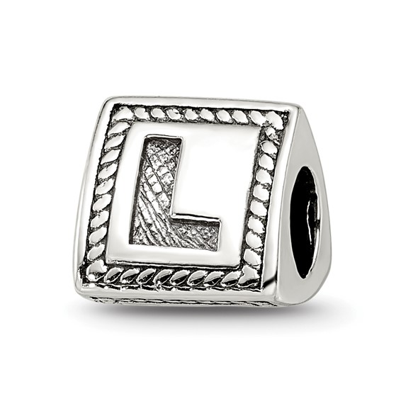Sterling Silver Reflections Letter L Triangle Block Bead