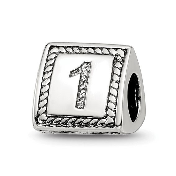 Sterling Silver Reflections Number 1 Triangle Block Bead