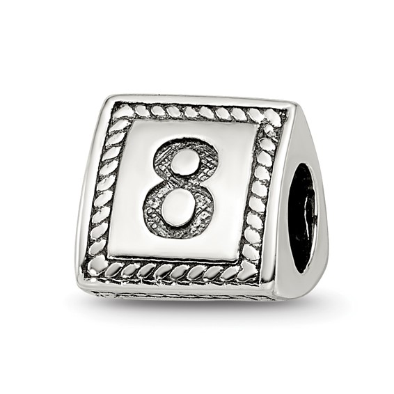 Sterling Silver Reflections Number 8 Triangle Block Bead
