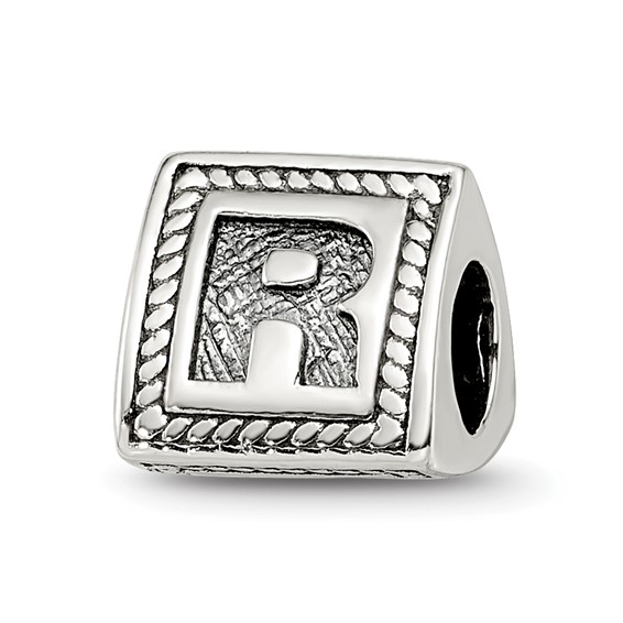 Sterling Silver Reflections Letter R Triangle Block Bead