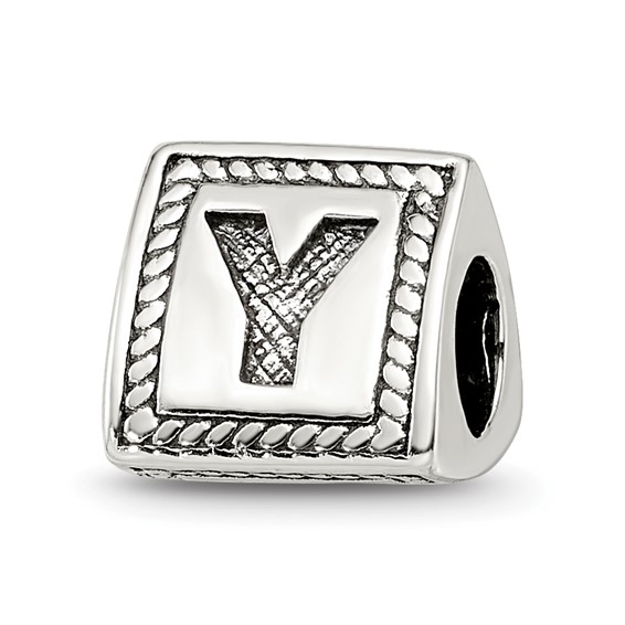 Sterling Silver Reflections Letter Y Triangle Block Bead