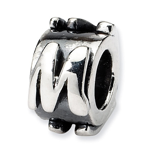 Sterling Silver Reflections Letter M Message Bead