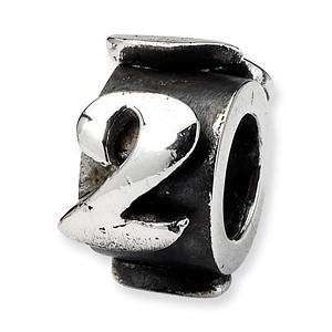 Sterling Silver Reflections Number 2 Message Bead