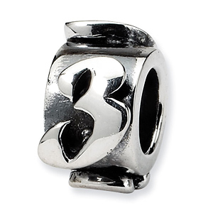 Sterling Silver Reflections Number 3 Message Bead