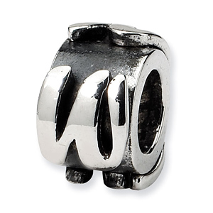 Sterling Silver Reflections Letter W Message Bead