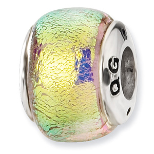 Sterling Silver Light Yellow Dichroic Glass Bead