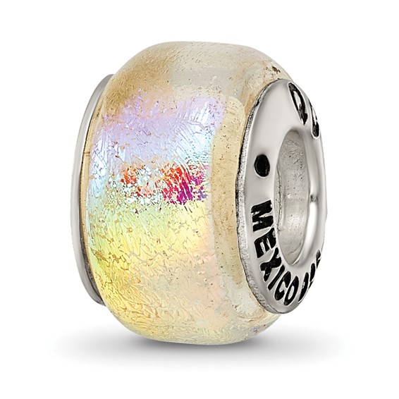 Sterling Silver Rainbow Opalescent Dichroic Glass Bead