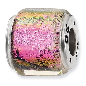 Sterling Silver Pink Yellow Shatter Dichroic Glass Bead
