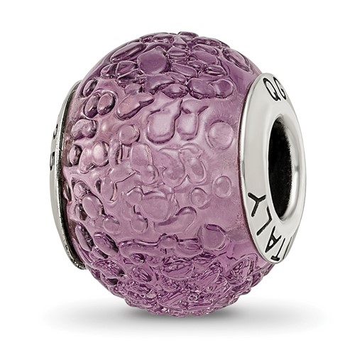 Sterling Silver Purple Italian Murano Bead
