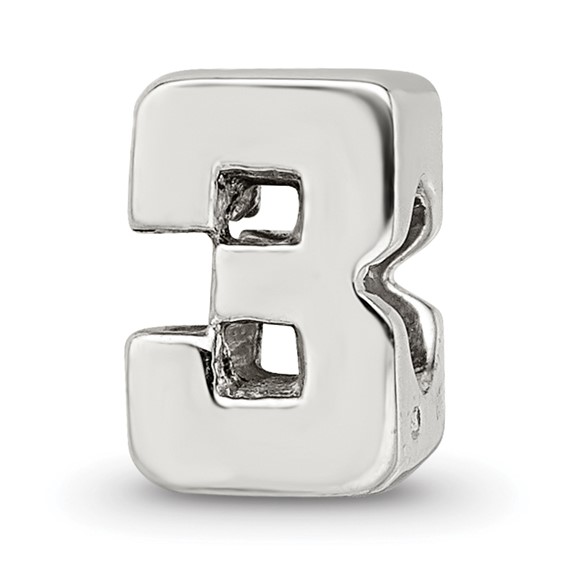 Sterling Silver Reflections Numeral 3 Bead