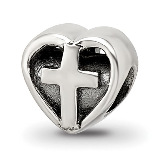 Sterling Silver Reflections Kids Heart with Cross Bead