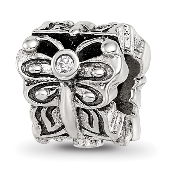 Sterling Silver Reflections Butterfly with CZ Bali Bead