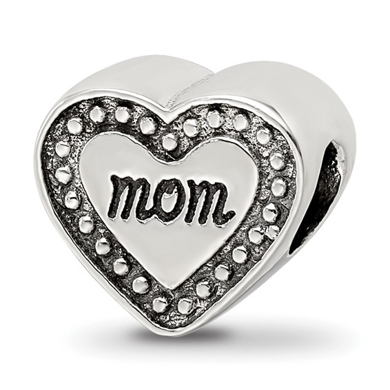 Sterling Silver Reflections Mom Heart Bead