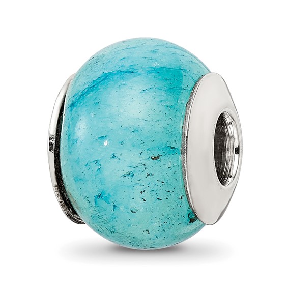 Sterling Silver Reflections Dark Blue Cracked Agate Stone Bead