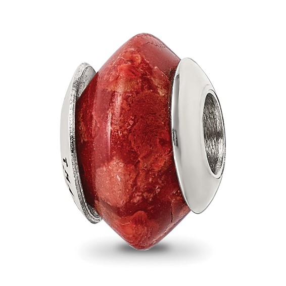 Sterling Silver Reflections Bamboo Coral Stone Bead 