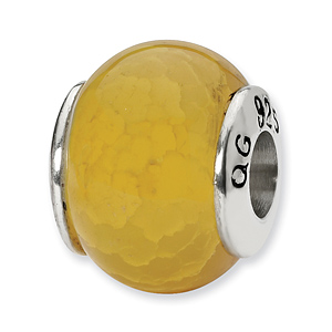 Sterling Silver Reflections Yellow Cracked Agate Stone Bead