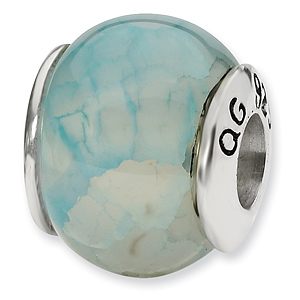 Sterling Silver Reflections Light Blue Cracked Agate Stone Bead