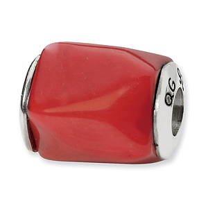Sterling Silver Reflections Barrel-Shaped Coral Stone Bead