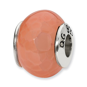 Sterling Silver Reflections Red Cracked Agate Stone Bead