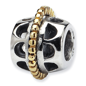 Sterling Silver Reflections Bali Bead 14k Gold-Plated Textured Ring