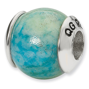 Sterling Silver Reflections Blue Yellow Recon Serpentine Stone Bead