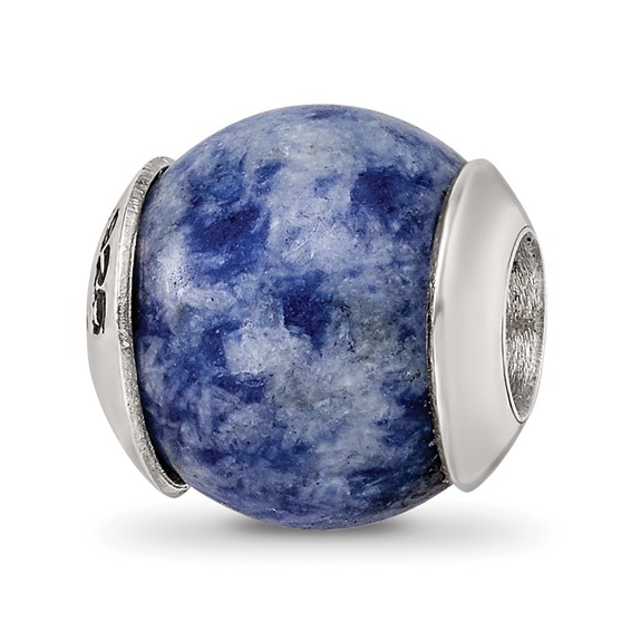 Sterling Silver Reflections Round Sodalite Stone Bead