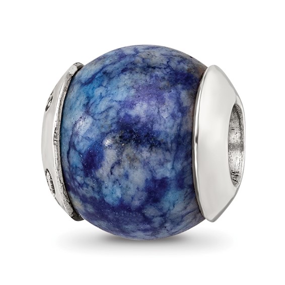 Sterling Silver Reflections Round Lapis Stone Bead