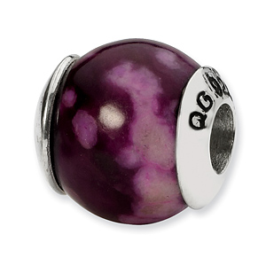 Sterling Silver Reflections Purple Magnasite Stone Bead