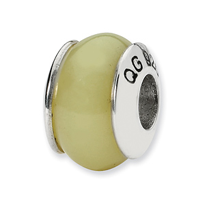 Sterling Silver Reflections Yellow Jade Stone Bead