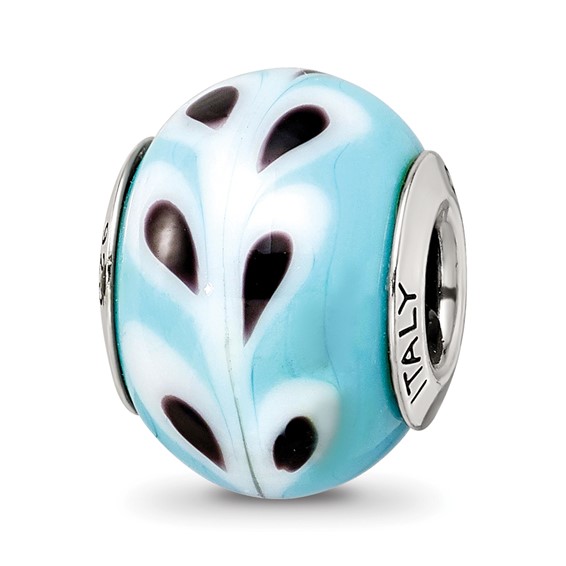 Sterling Silver Turquoise Italian Murano Bead