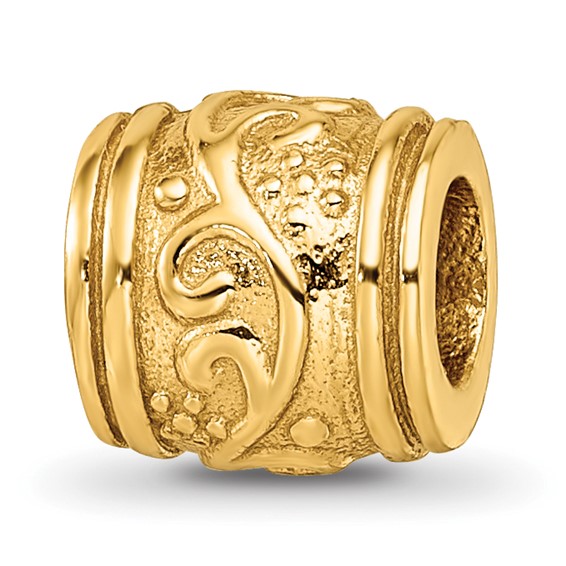 Sterling Silver Gold-plated Reflections Floral Grooved Bead