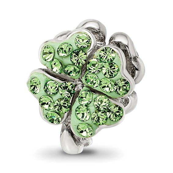 Sterling Silver Reflections Light Green Crystal Clover Bead